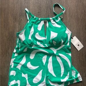 Shade & Shore Tropical Green and White Kids One Piece